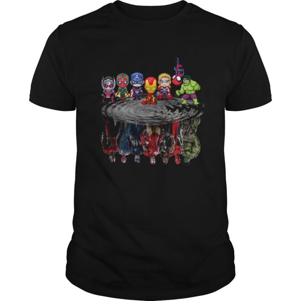 Marvel Avengers Chibi Characters Water Reflection Mirror shirt
