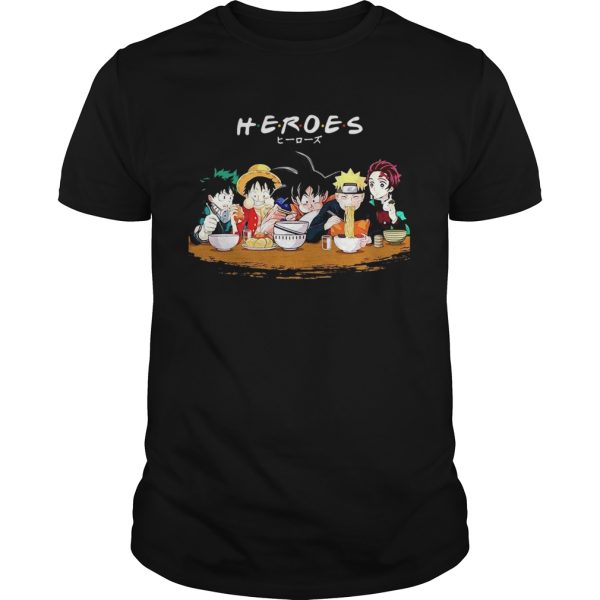 Mashup Heroes Characters Anime Eat Together shirt