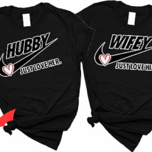 Matching Couple T-shirt Hubby Wifey Love Couples T-shirt