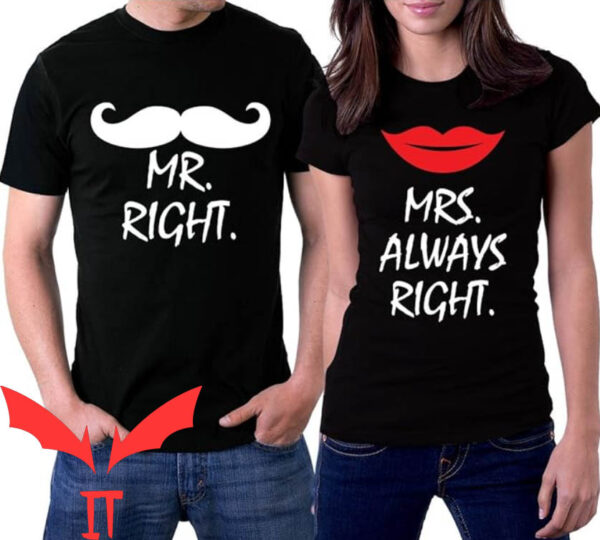 Matching Couple T-shirt Mr Right Mrs Always Right T-shirt