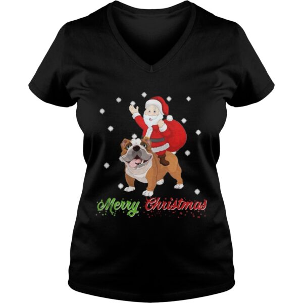 Merry Christmas Santa Claus Riding Bulldog Sweatshirt
