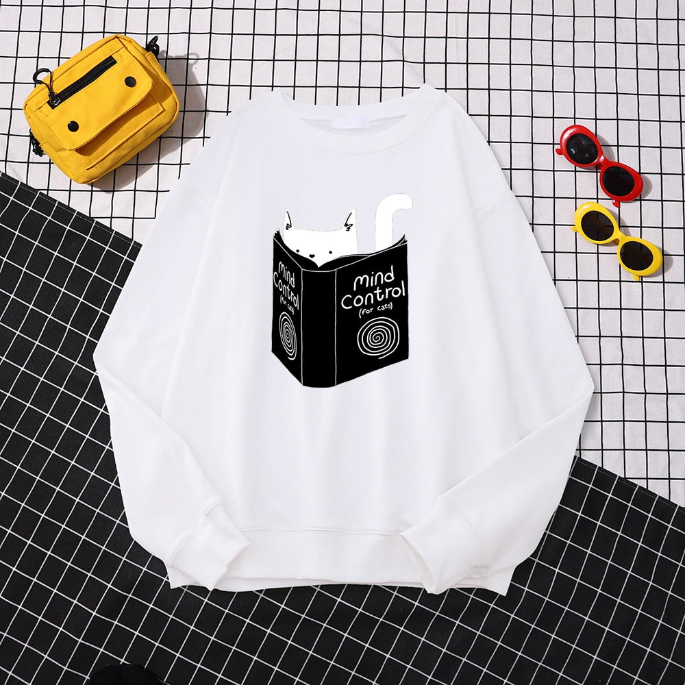 Mind control' cartoon cat sweatshirt Mind control' cartoon cat sweatshirt