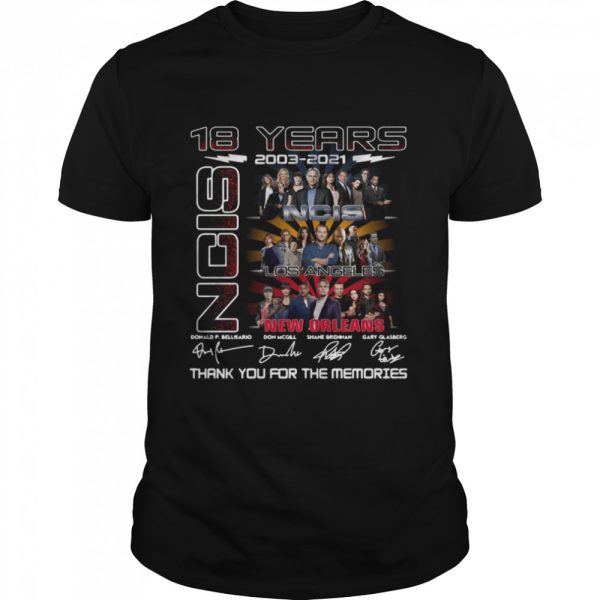 Ncis Los Angeles New Orleans 18 Years 2003 2021 Signatures Thank You For The Memories T-shirt