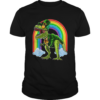 Nice St Patricks Day T Rex Dinosaur Leprechaun Rainbow shirt