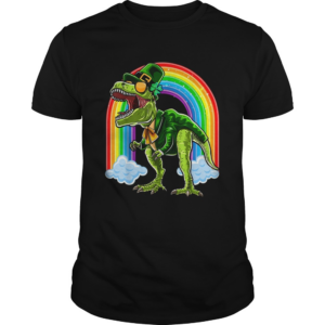 Nice St Patricks Day T Rex Dinosaur Leprechaun Rainbow shirt