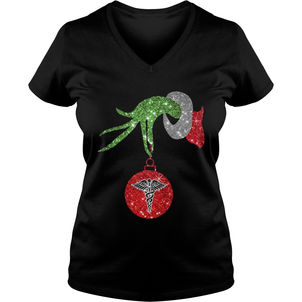Nurse Grinch hand holding medical ornament shirt Nurse Grinch hand holding medical ornament shirt