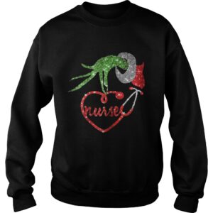Nurse Grinch hand holding stethoscope Christmas shirt