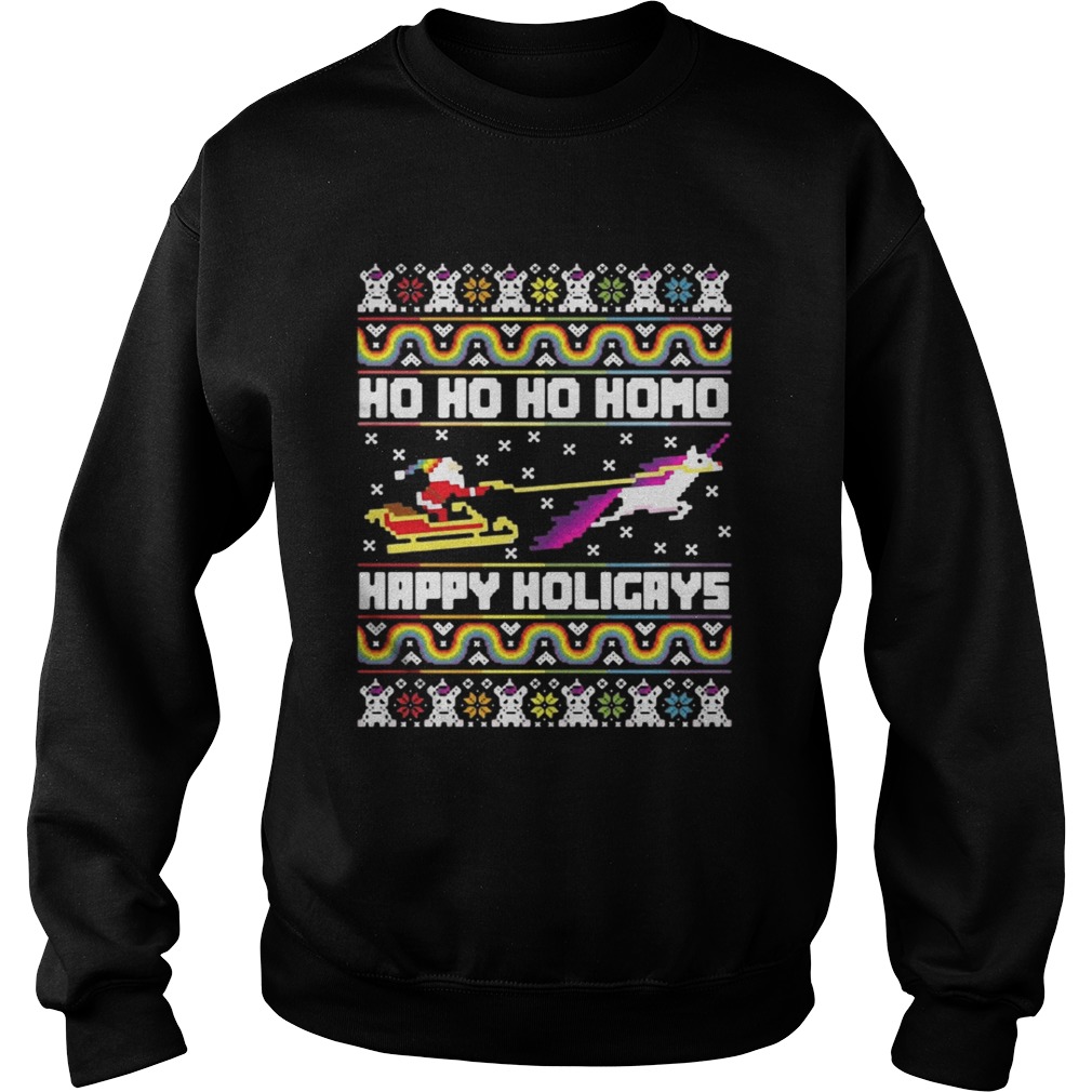 Official Santa riding unicorn Ho Ho Ho Homo happy holidays shirt Official Santa riding unicorn Ho Ho Ho Homo happy holidays shirt
