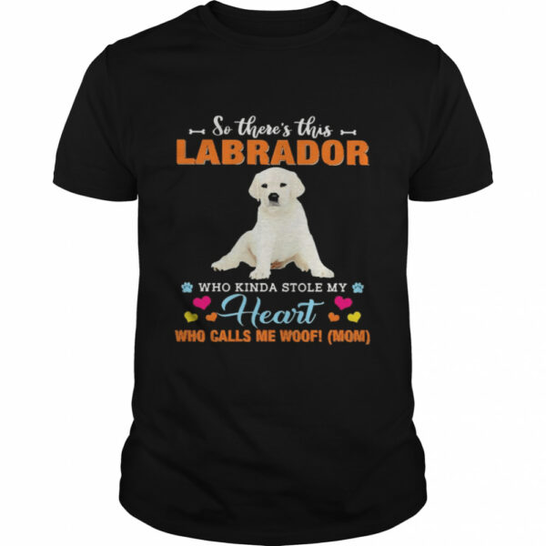 Official a Dog Kinda Stole My Heart So There’s This White Labrador Who Kinda Stole My Heart Who Calls Me Woof Mom Shirt