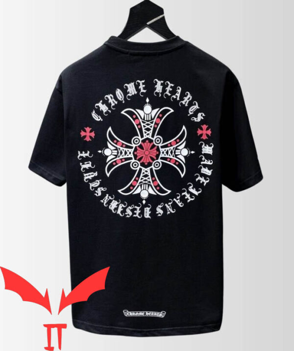 Orange Chrome Heart T-shirt Y2K Vibes Chrome Hearts Style