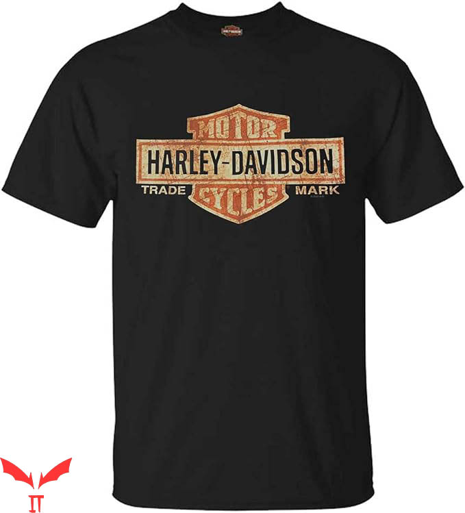 Orange Harley Davidson T-Shirt Elongated Bar N Shield Black Orange Harley Davidson T-Shirt Elongated Bar N Shield Black