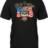 Orange Harley Davidson T-Shirt Patriotic Skull T-Shirt