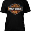 Orange Harley Davidson T-Shirt Shield Black T-Shirt Trending
