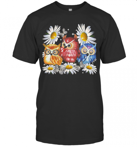 Owl And Daisy Flower T-Shirt Owl And Daisy Flower T-Shirt