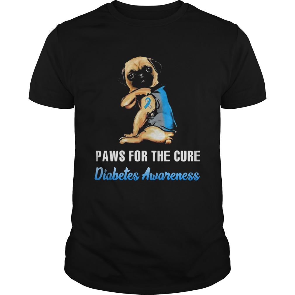 Paws For The Cure Diabetes Awareness Pug shirt Paws For The Cure Diabetes Awareness Pug shirt