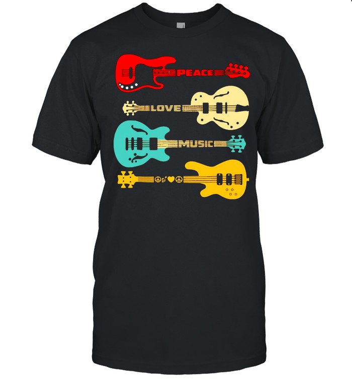 Peace Love Music Bass Guitar T-shirt Peace Love Music Bass Guitar T-shirt