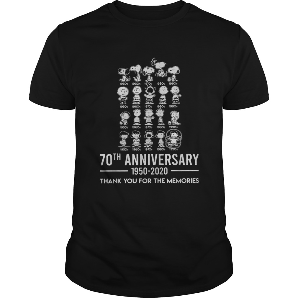 Peanuts 70th anniversary 1950 2020 thank you for the memories shirt Peanuts 70th anniversary 1950 2020 thank you for the memories shirt