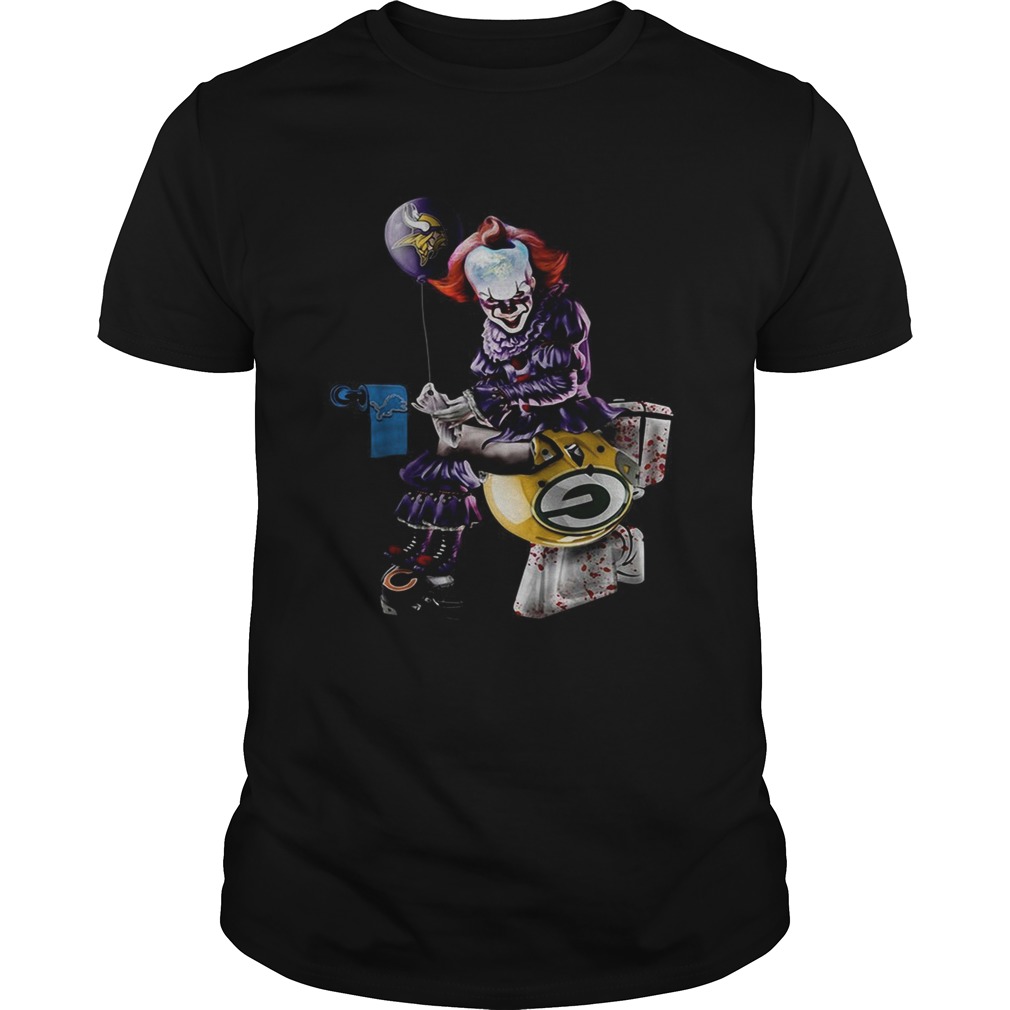 Pennywise Minnesota Vikings Detroit Lions and Green Bay Packers toilet shirt Pennywise Minnesota Vikings Detroit Lions and Green Bay Packers toilet shirt
