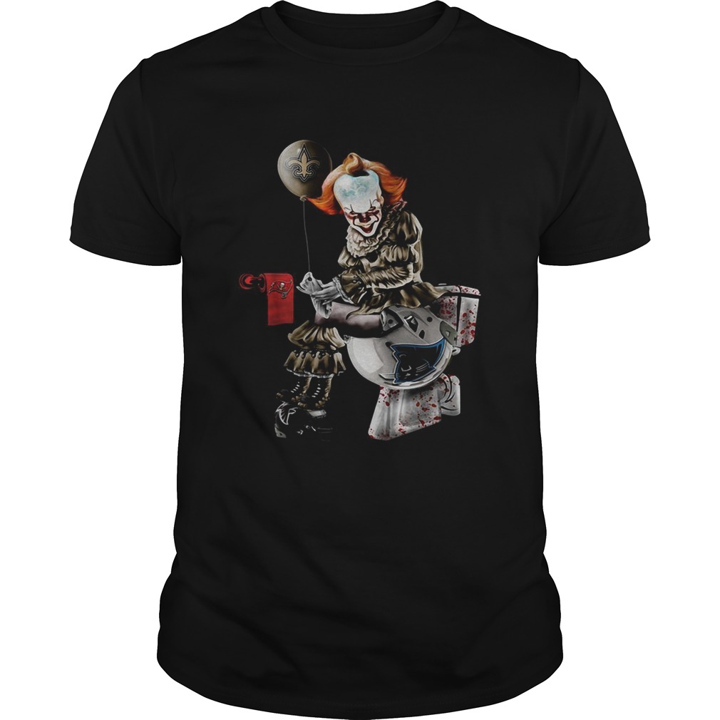 Pennywise New Orleans Saints Tampa Bay Buccaneers and Carolina Panthers toilet shirt Pennywise New Orleans Saints Tampa Bay Buccaneers and Carolina Panthers toilet shirt