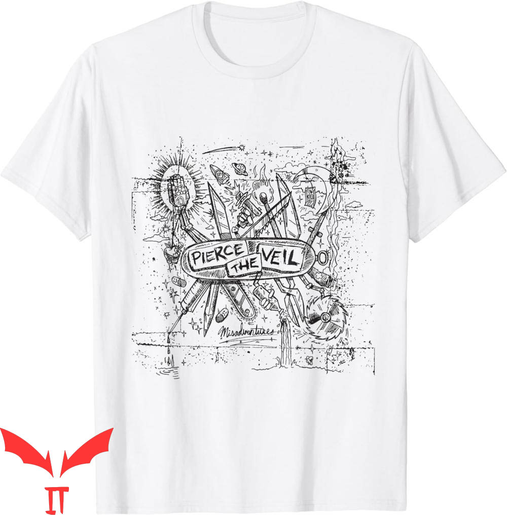 Pierce The Veil T-Shirt Misadventures Cover In Black Print Pierce The Veil T-Shirt Misadventures Cover In Black Print
