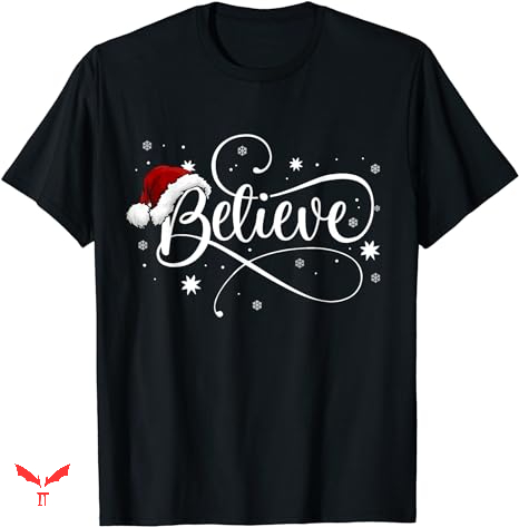 Pink Christmas T-shirt Believe Santa Claus Pink Christmas T-shirt Believe Santa Claus