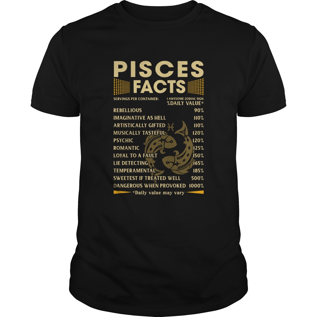 Pisces Facts Serving per container Daily Value shirt Pisces Facts Serving per container Daily Value shirt