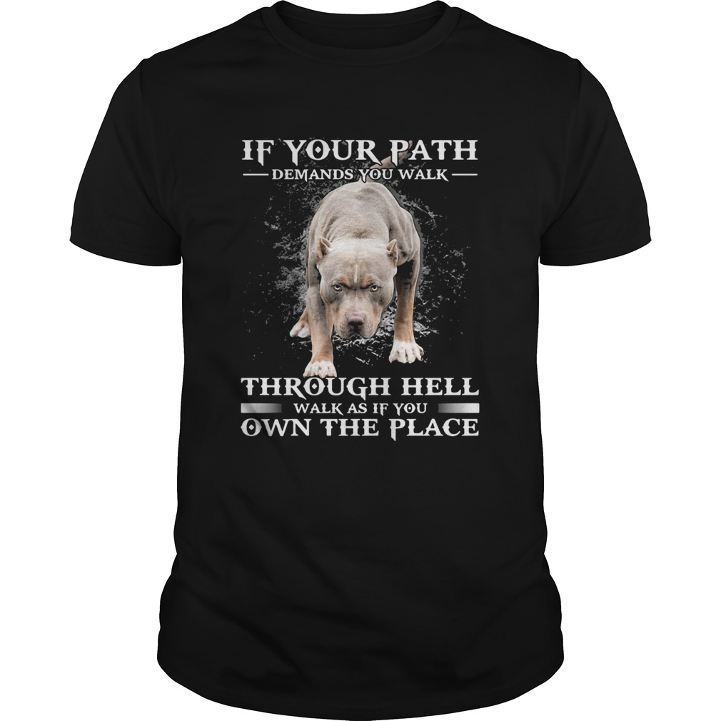Pitbull if your path demands you walk through hell walk as if you own the place shirt Pitbull if your path demands you walk through hell walk as if you own the place shirt
