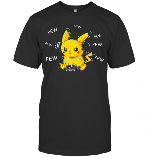 Pokemon Playing Game Pikachu Pew T-Shirt Pokemon Playing Game Pikachu Pew T-Shirt