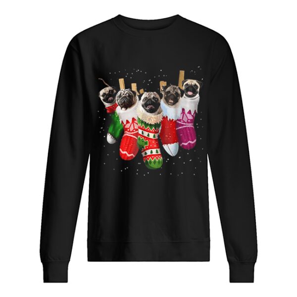 Pug Christmas Socks Funnys Xmas Vintage Cute Gift T-Shirt