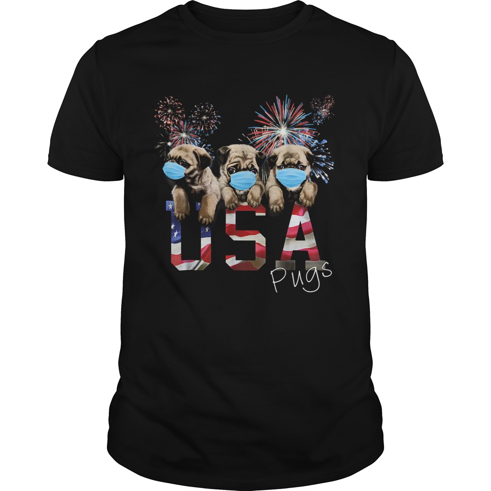 Pugs wear mask usa flag firework independence day shirt Pugs wear mask usa flag firework independence day shirt