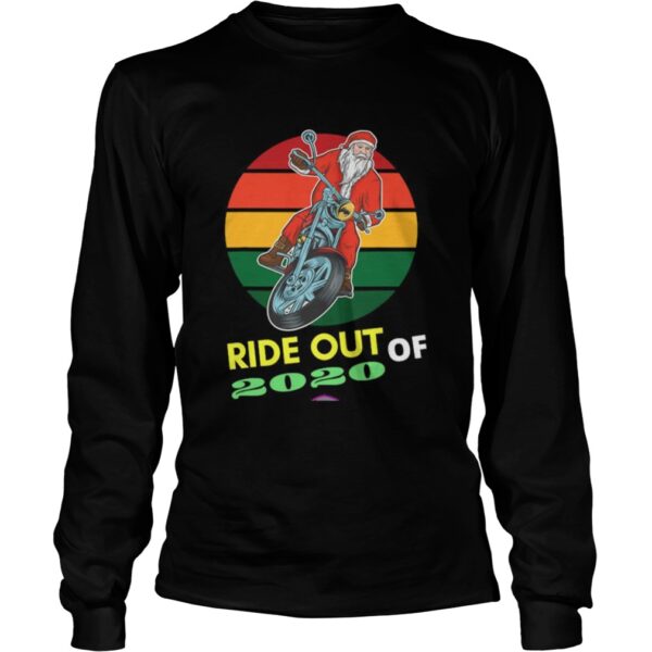 Ride Out Of 2020 Santa Riding Motorcycle Christmas 2020 Vintage Retro shirt