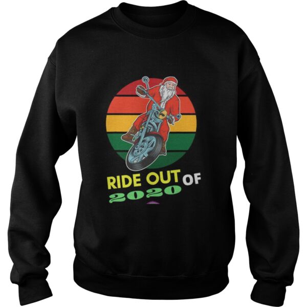 Ride Out Of 2020 Santa Riding Motorcycle Christmas 2020 Vintage Retro shirt