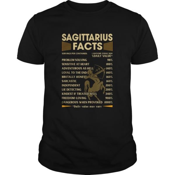 Sagittarius Facts Serving per container Daily Value shirt