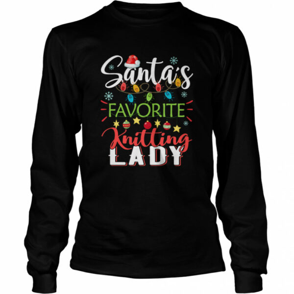 Santa’s Favorite Knitting Lady Xmas Light Santa Hat Christmas Gift Santas Favorite Knitting Lady  shirt
