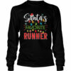 Santa’s Favorite Runner Xmas Light Santa Hat Christmas Gift Santas Favorite Runner shirt