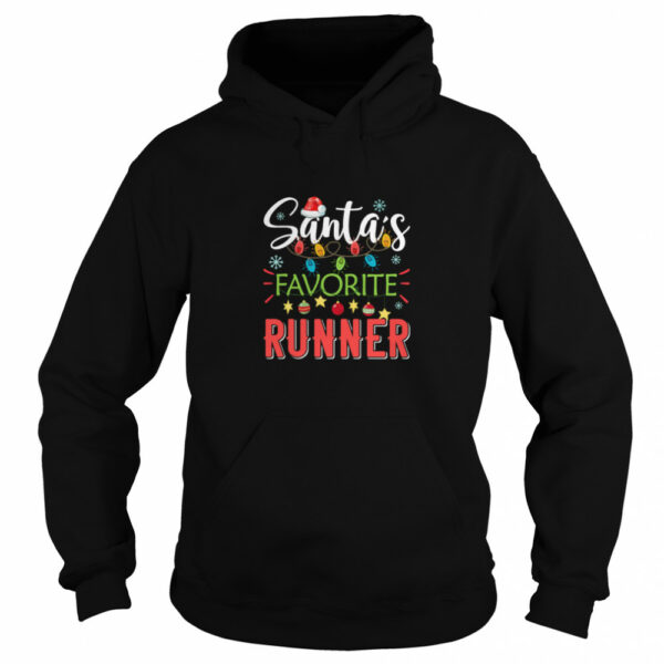 Santa’s Favorite Runner Xmas Light Santa Hat Christmas Gift Santas Favorite Runner shirt