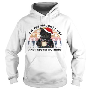 Santa Black Cat On The Naughty List And I Regret Nothing Vintage Retro shirt