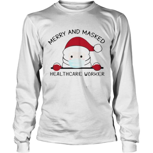 Santa Claus Face Mask Merry And Masked Healthcare Worker shirt
