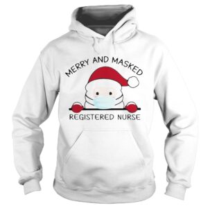 Santa Claus Face Mask Merry And Masked Registered Nurse Christmas shirt