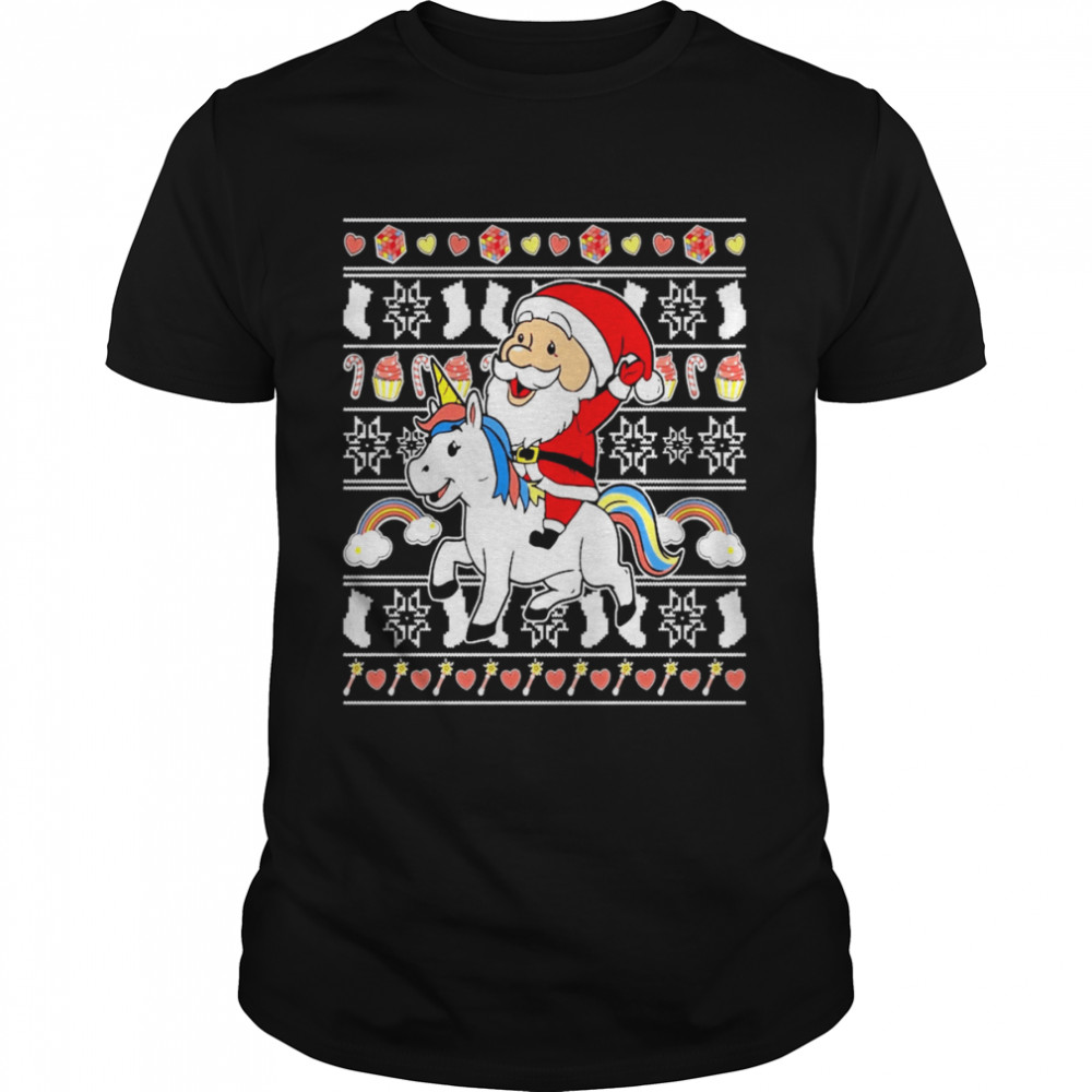 Santa Claus Riding Unicorn Ugly Christmas Shirt Santa Claus Riding Unicorn Ugly Christmas Shirt