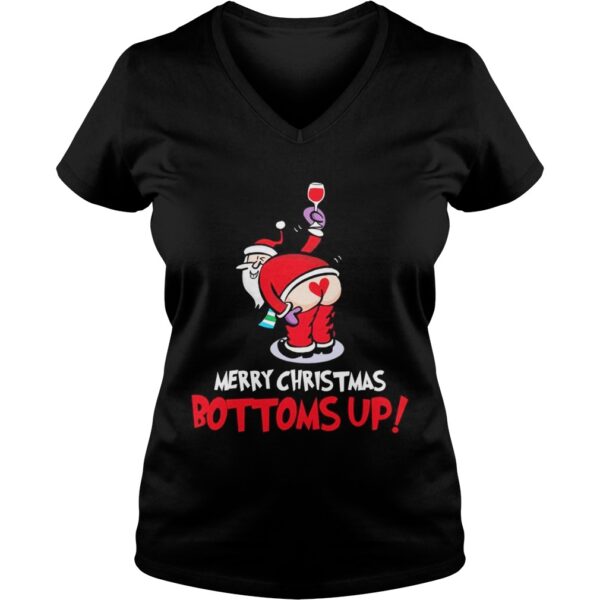 Santa Claus wine merry Christmas bottoms up shirt