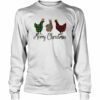Santa Reindeer Elf Three Hens Merry Christmas shirt