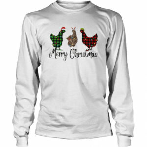 Santa Reindeer Elf Three Hens Merry Christmas shirt 1
