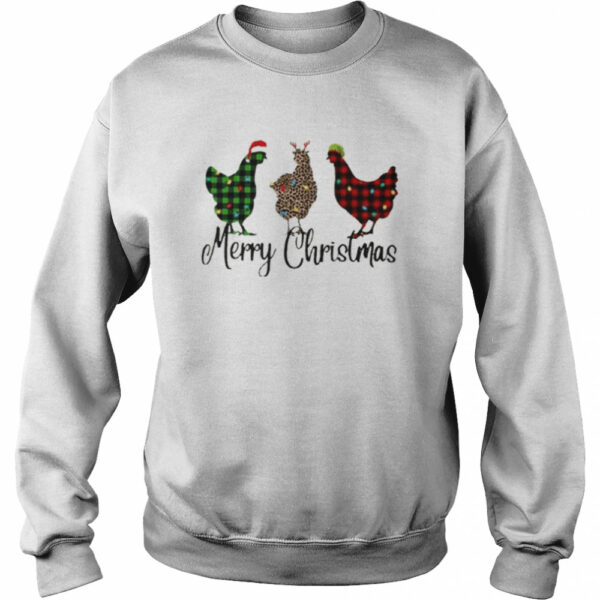 Santa Reindeer Elf Three Hens Merry Christmas shirt