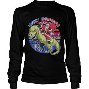 Santa Riding Dinosaur Merry Christmas shirt