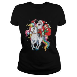 Santa and Elf riding Unicorn christmas sweater 4