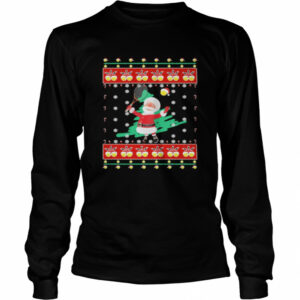 Santa claus playing badminton ugly christmas shirt 1