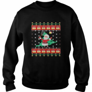 Santa claus playing badminton ugly christmas shirt 2