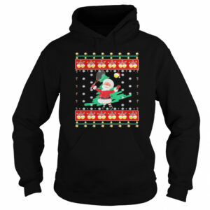 Santa claus playing badminton ugly christmas shirt 3