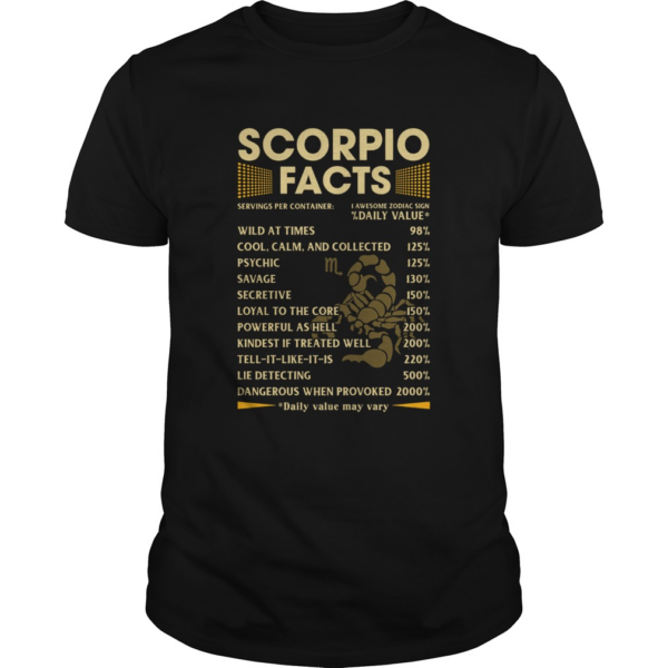 Scorpio Facts Serving per container Daily Value shirt